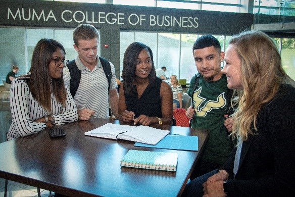 Students meeting at the Muma College of Business